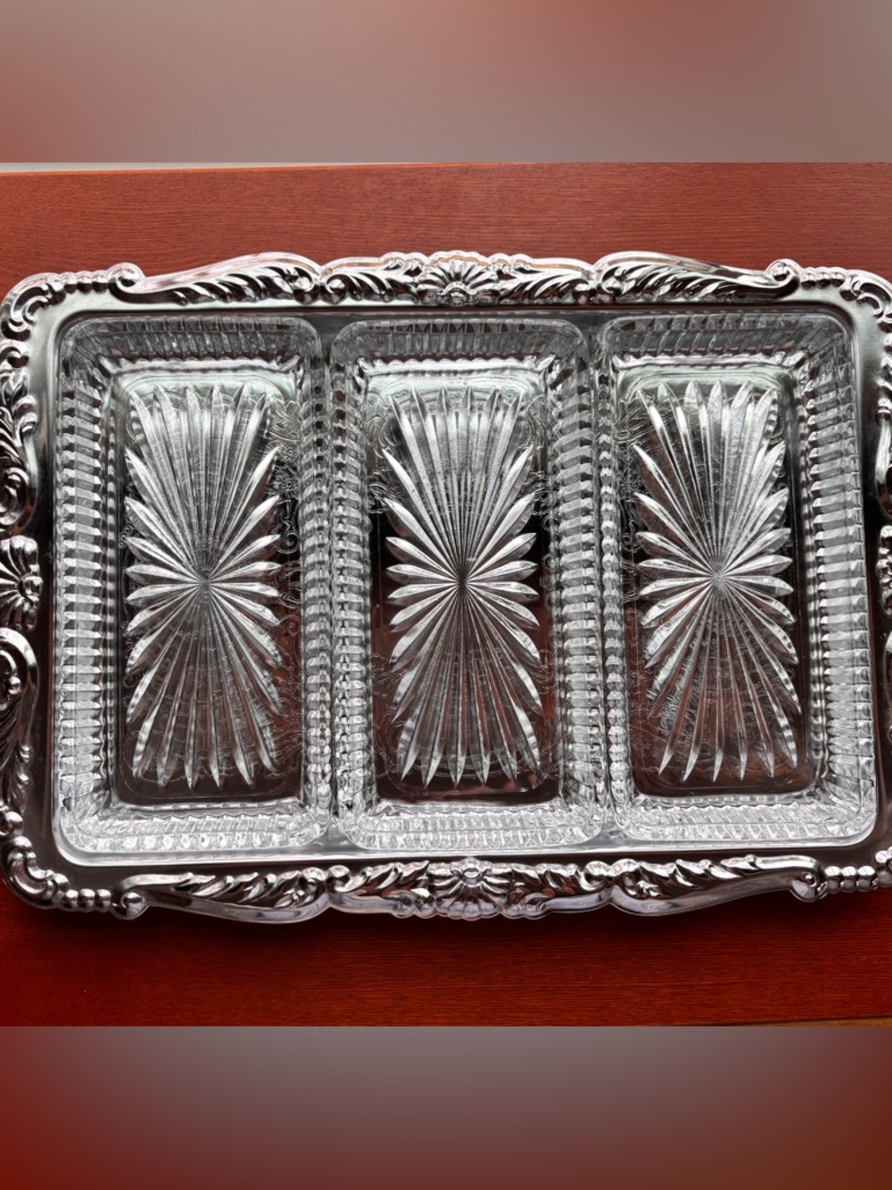 Shelton Ware Hollywood Regency Silver Cocktail Appetizer Tray Vintage 1960s